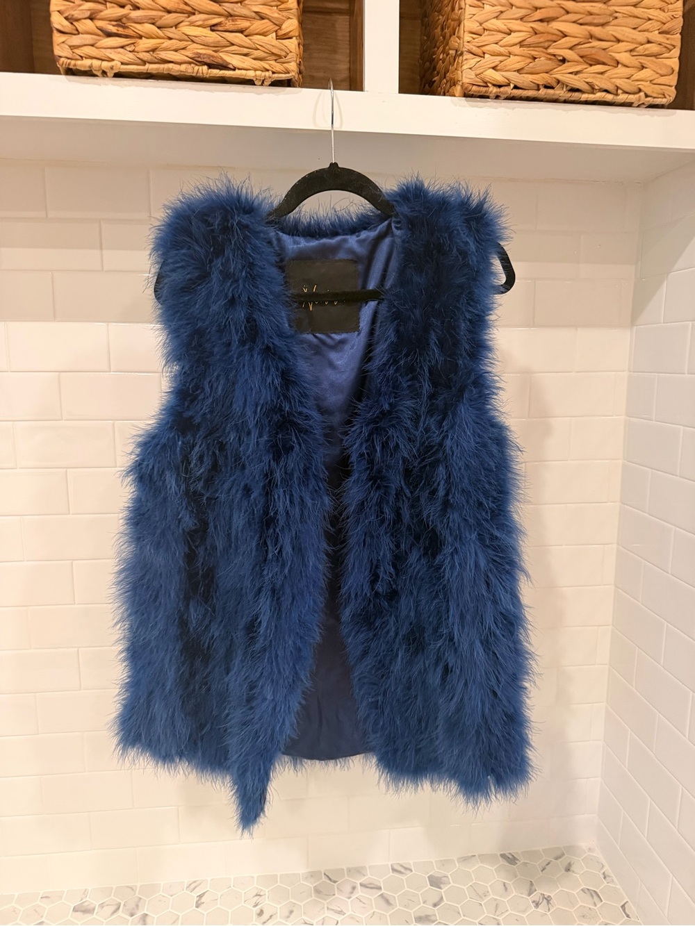 Blue Faux Fur Vest - Women's Plush Layering Vest